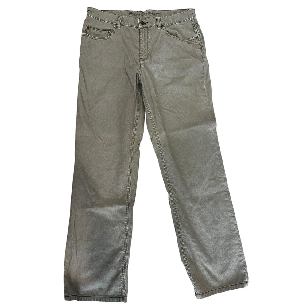 Tommy Bahama Classic Mens 38x32 Olive Drab Cotton Straight Leg 5-Pocket Pants
